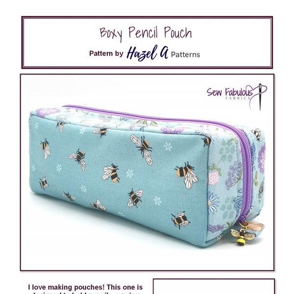 Boxy Pencil Pouch PDF Pattern, PDF Pattern, Sewing Project