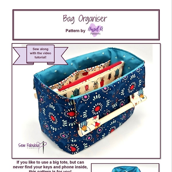 Bag Organiser PDF Pattern, Sewing Project, Sewing Pattern, Video Tutorial