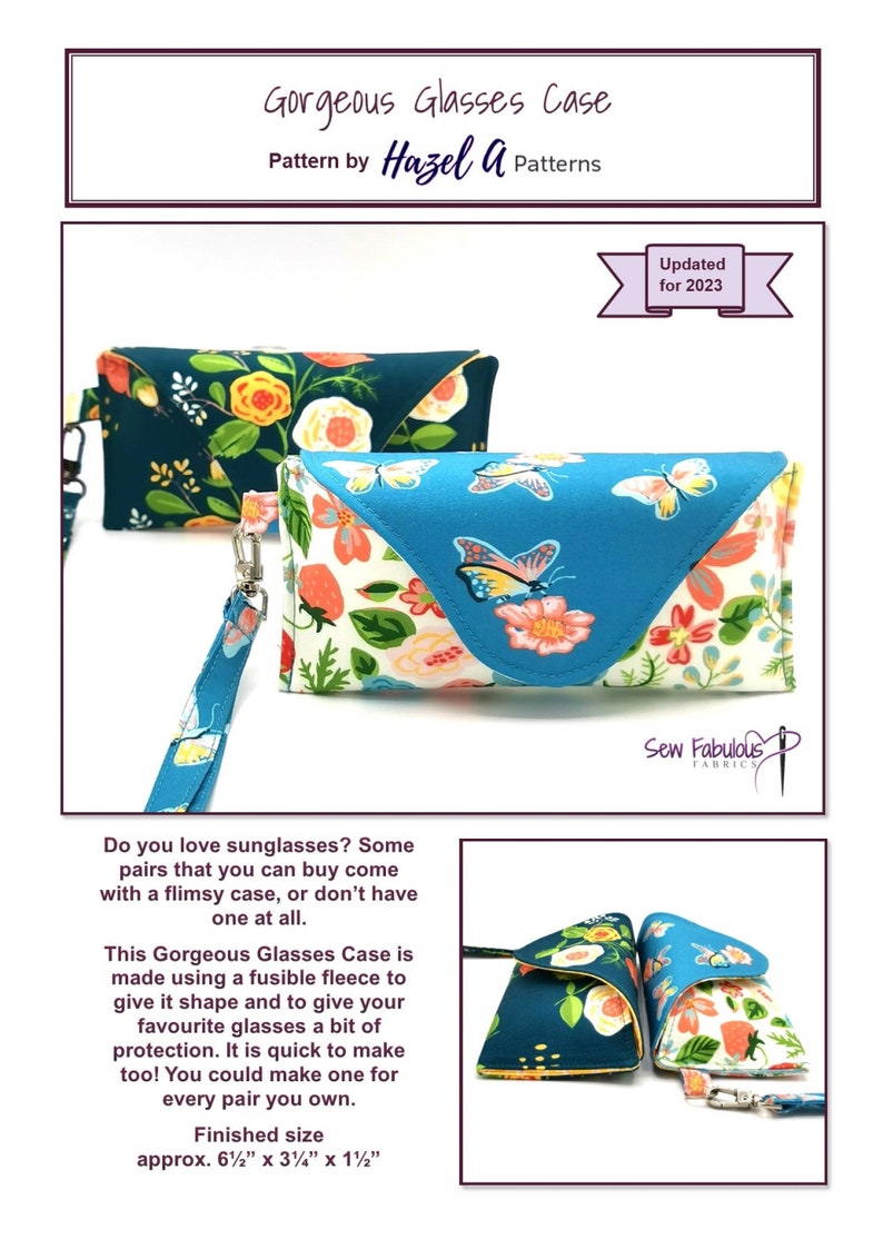 Gorgeous Glasses Case PDF Sewing Pattern, PDF Pattern, Sewing Project ...