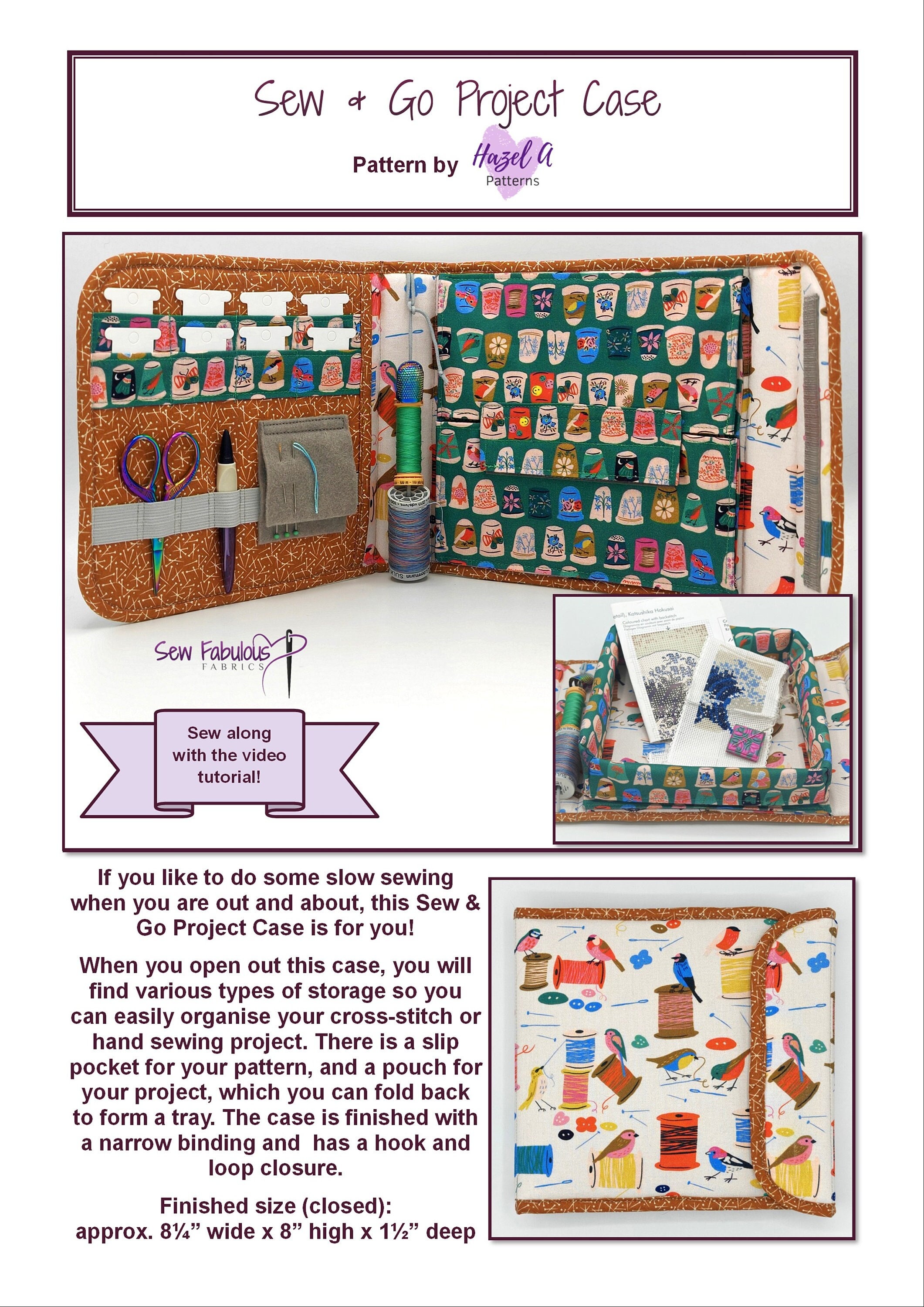 Sewing Case Pattern Sew & Go Project Case PDF Pattern, Sewing Organizer With Video Tutorial ...