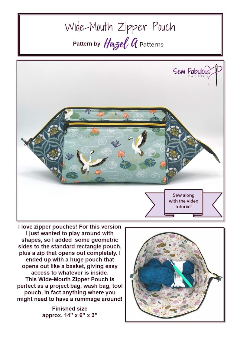Wide Mouth Zipper Pouch PDF Pattern, PDF Project, Sewing Pattern - Etsy