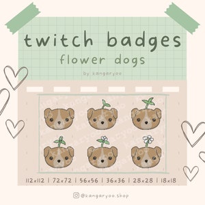 Cute Flower Dog Sub/Bit Badges | Twitch