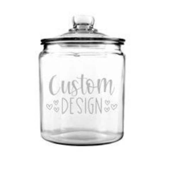 Custom Design Glass Jar / Etched Glass Jar / Personalized Glass Jar / Large Glass Jar / Housewarming Gift / Cookie Jar / Candy Jar