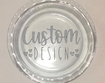 Custom Engraved Glass Pie Plate / Custom Etched Glass Pie Plate / Personalized Etched Glass Pie Plate / Decorative Glass Pie Plate