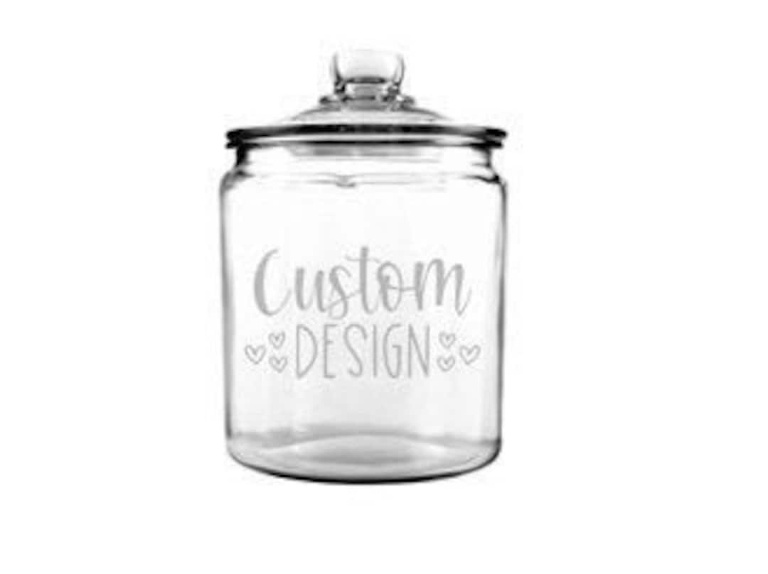 Custom Design Glass Jar / Etched Glass Jar / Personalized Glass Jar