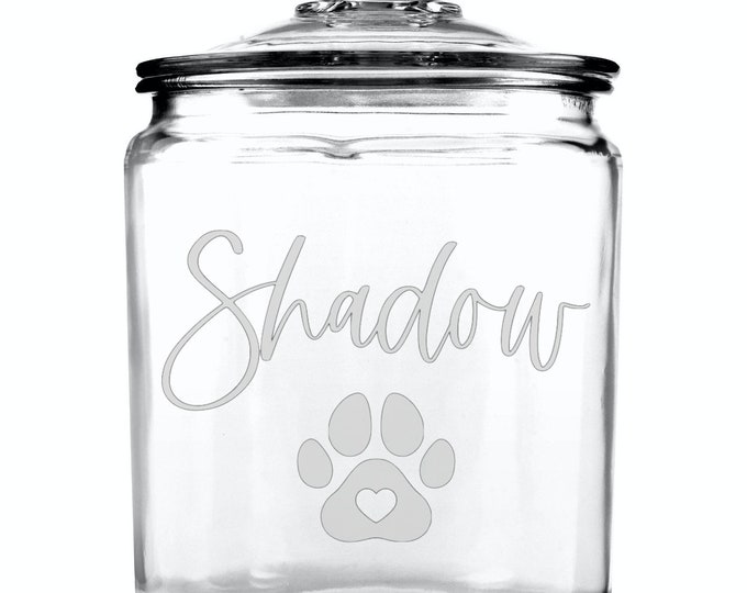 Personalized Dog Treat Jar / Custom Etched Dog Treat Jar / Glass Dog Treat Jar / Dog Gift / Puppy Gift / Dog Mom / Dog Dad / Dog Treats