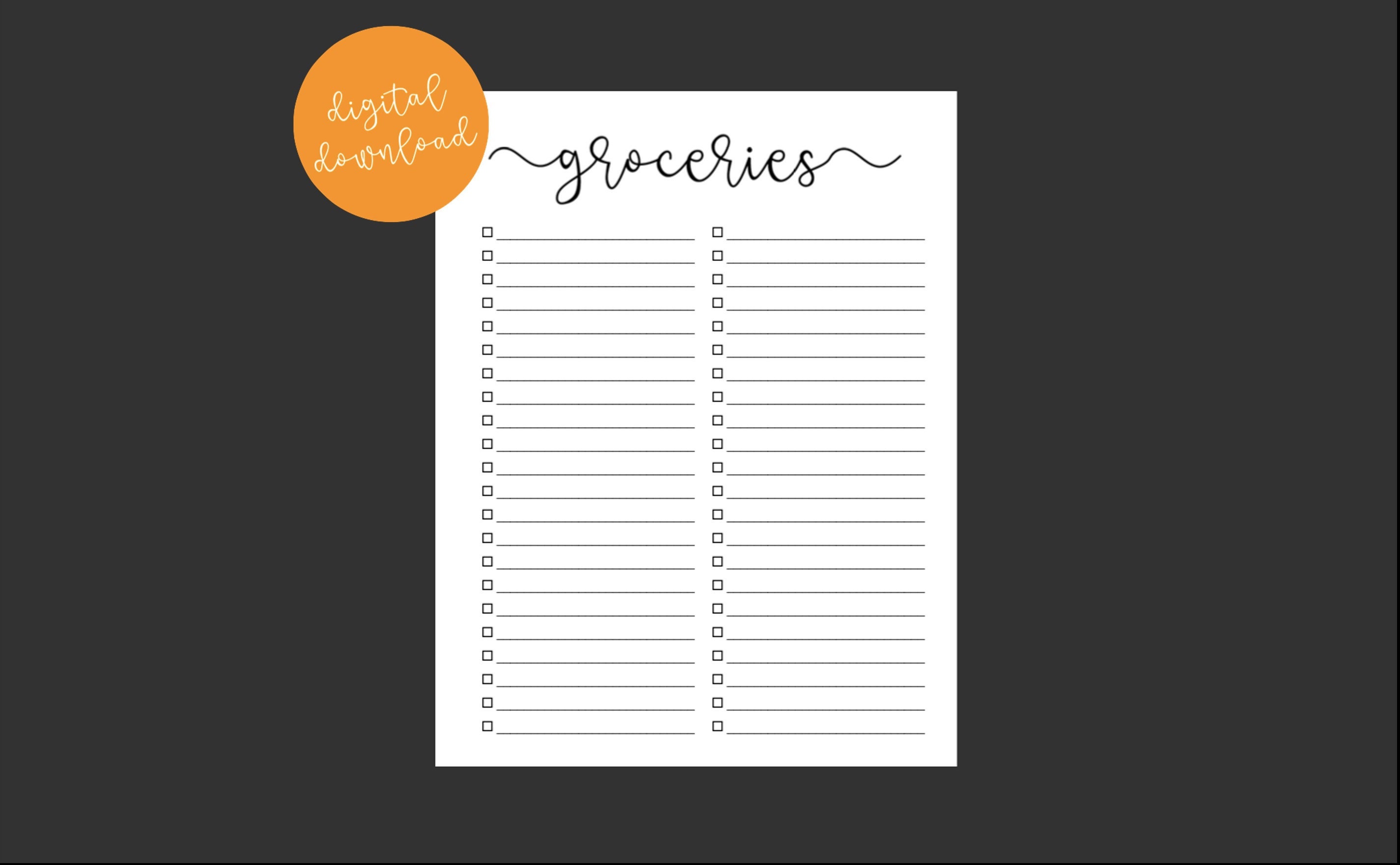 Digital Download Shopping List / Printable Shopping List / Instant ...
