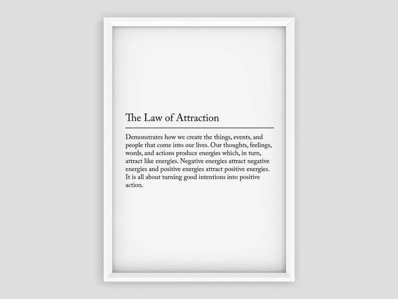 Law of Attraction Definition Poster Bedroom Wall Art Home ...