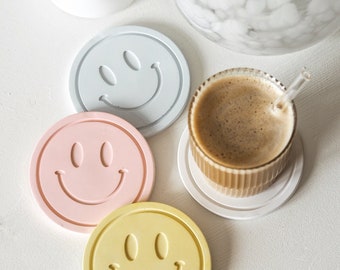 Handgemachter Smiley Coaster aus Jesmonite, Untersetzer