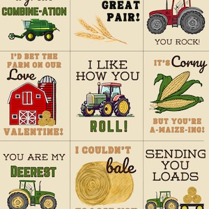 Cartes de Saint-Valentin avec tracteur de ferme
