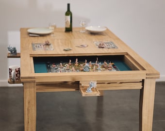 Table à manger / Table de jeu, JDR, Gaming, Poker / Chêne massif / Accessoires amovibles