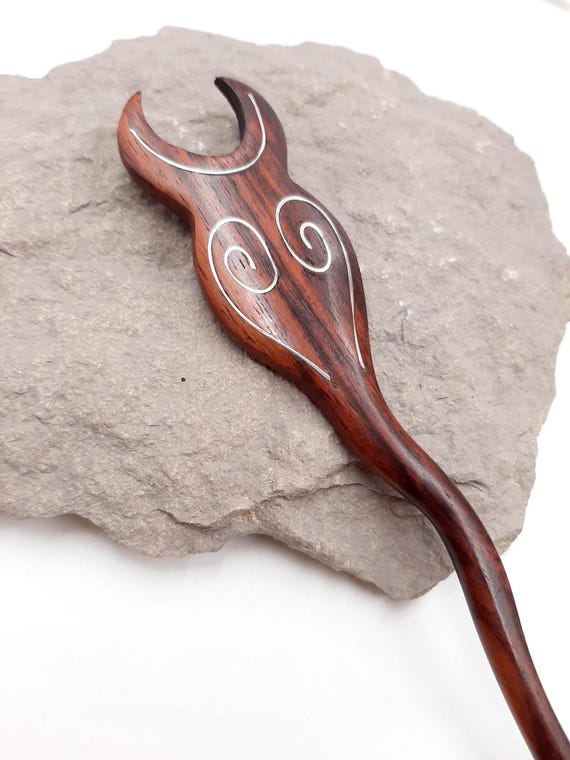 Pic à cheveux en bois sculpté à la main, fourchette à cheveux en bois, support à chignon, barrette en bois, pic à cheveux à une broche, barrette à cheveux en bois, pic