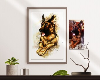 Custom Portrait, Custom Dog Portrait, Commission Pet Portrait, Dog Gift For Him, Custom Cat Portrait, Watercolor images Hand painted picture