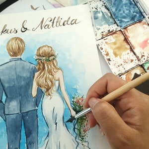 Wedding day gift, watercolor hand painted