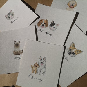 Original mini cute custom pet portrait watercolor handpained from photo (Not print!)