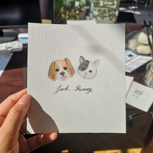 Custom personalised watercolor handpained pet portrait (Not print!)
