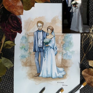 Your Portrait (Manga-style), hand painted watercolor from photo