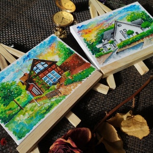 Mini house acrylic hand painted on canvas image 6