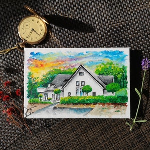 Mini house acrylic hand painted on canvas image 2