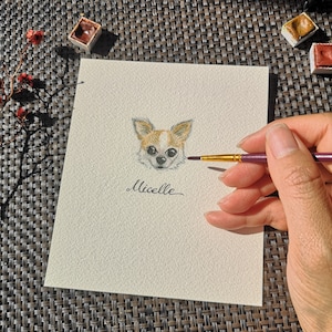 Original-Aquarell handbemalt mit individuellem Haustierporträt.