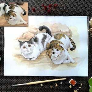 Your Pet Portrait, hand painted watercolor from photo