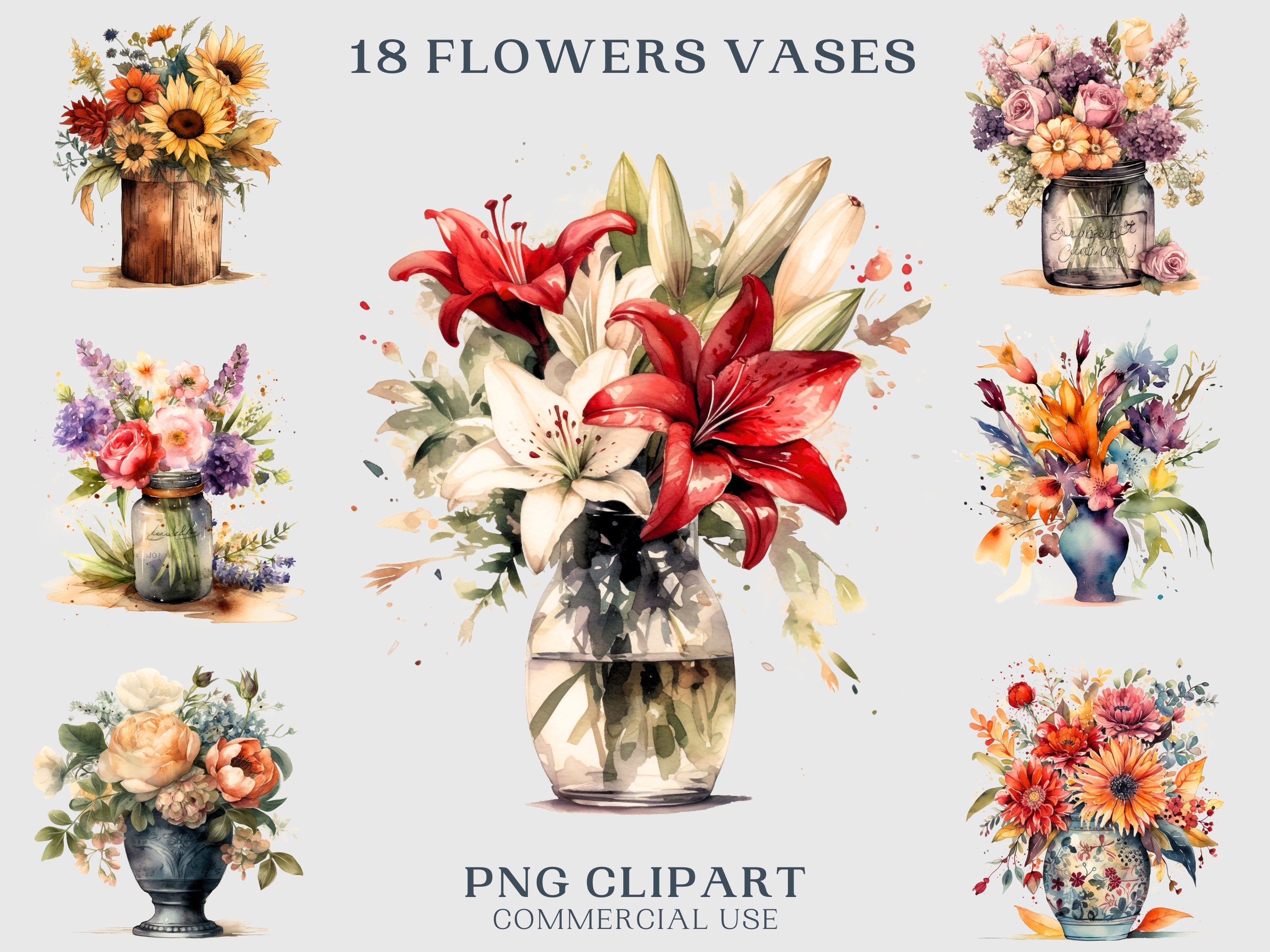 Flower Vases With Flowers Clipart