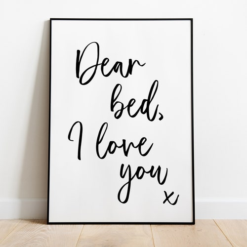Dear Bed I Love You X Wall Print Wall Art Home Decor Etsy
