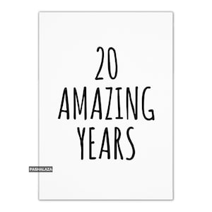 Cartão de 20º aniversário para ele ou ela, cartão de amor para namorado ou namorada, cartão para marido ou esposa, 20º aniversário de casamento