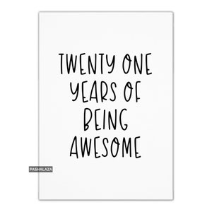 Carte d'anniversaire drôle pour lui ou elle, 21 ans, carte d'anniversaire pour homme et femme, carte de voeux avec citation drôle, cadeau d'anniversaire nouveauté unique