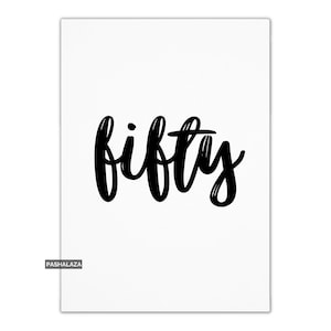 Biglietto di auguri per i cinquant'anni, biglietto di auguri per i cinquant'anni per donne o uomini, biglietto di auguri per i 50 anni, biglietto di auguri semplice per lui o per lei, elegante biglietto calligrafico