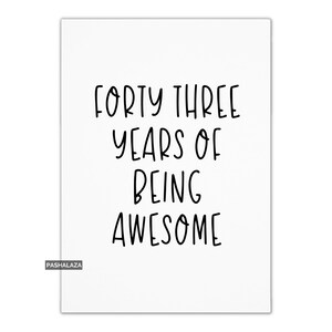 Grappige 43e verjaardagskaart: nieuwigheidscadeau