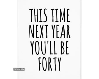 Funny 39th Birthday Card: Cheeky Minimalist Greeting Card