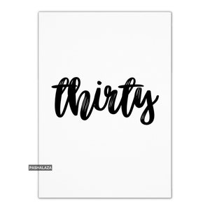 Biglietto di auguri per i trent'anni, biglietto di auguri per il trentesimo compleanno per donna o uomo, biglietto di auguri per i 30 anni, biglietto di auguri semplice per lui o per lei, elegante biglietto calligrafico