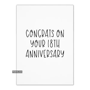Tarjeta de aniversario número 18 para ella o él, tarjeta de aniversario para novio, novia, esposo o esposa, tarjeta única para hombres y mujeres