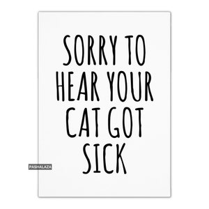 Get Well Soon Card For Sick Cat, Get Well Cards, Novelty Greeting Card With Quote, Pet Cat Owner Gift, Get Well Wishes For Pets