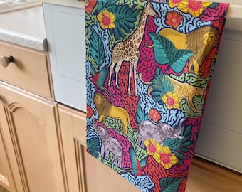 Handmade Tea Towel, Jungle print