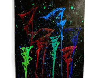 Neon acrylic splatter painting