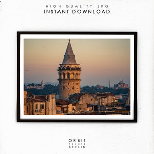 Istanbul Galata Tower Photo  / Istanbul Moschee photo / Golden hour Istanbul landmark art Turkey photo Digital prints Digital Download