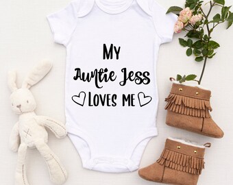 i love my auntie personalised baby grow