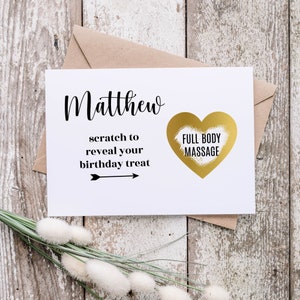 Tarjeta de cumpleaños personalizada, tarjeta de revelación de rasca y gana, tarjeta de revelación de vacaciones, tarjeta de revelación de viaje sorpresa, tarjeta para él, tarjeta para ella, tarjeta de cumpleaños
