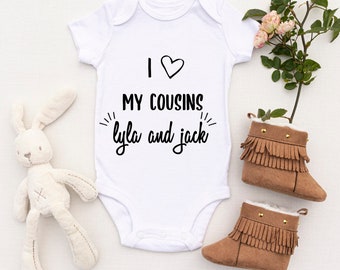 I Love My Cousins Baby Grow - Baby Onsie, Baby Announcement Gift, First Time Auntie, New Baby, New Daddy, Baby Grow Personalised, Baby Vest