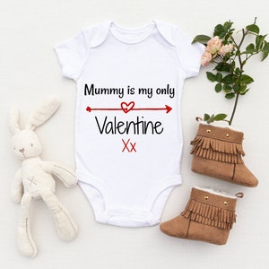 Mummy Is My Only Valentine Baby Grow - Valentine&#39;s Day Baby Vest, Personalised Baby Grow, Custom Baby Onesie, Baby Gift, Baby Shower Gift,
