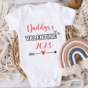 Daddys Valentine 2023 - Valentine&#39;s Day Baby Vest, Personalised Baby Grow, Custom Baby Onesie, Baby Gift, Baby Shower Gift, Custom Body Suit