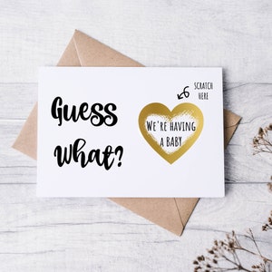 Scratch Reveal Card, Pregnancy Announcement, Guess What Pregnancy Reveal Card, We’re Having A Baby, Baby Announcement, Scratch Surprise Card