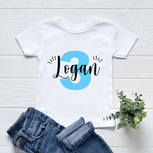 Personalised Kids Birthday T-shirt, Any Name, Any Age, Children&#39;s T-shirt, Birthday T-shirt for Children