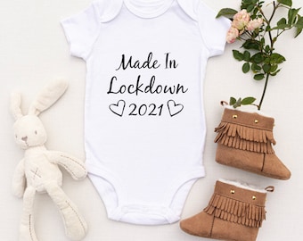 Made In Lockdown 2021 - Baby Onsie, Isolation Baby Grow, Newborn Baby, Personalised Baby Grow, New Baby, Baby grow personalised, cute onsie