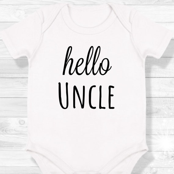 Hello Uncle Baby Grow Baby Announcement Baby Vest, Baby Bodysuit, Custom  Baby Onesie, New Uncle, Baby Grow,Personalised Gift,