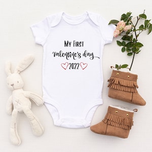 My First Valentines Day Baby Grow - Baby Vest, Personalised Baby Grow, Custom Baby Onesie, Baby Gift, Baby Shower Gift, Valentines  Gift