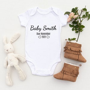 Baby Announcement Baby Grow - Name Baby Grow, Personalised Baby Grow, Custom Baby Onesie, Baby Gift, Baby Shower Gift, Social  Distancing
