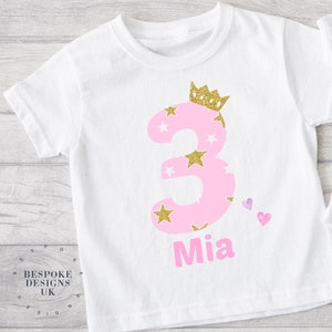 Personalised Birthday T-shirts, Girls Birthday Top, 1st 2nd 3rd Birthday Keepsake T-shirt, Personalised Birthday Gift, Cute Birthday T-shirt